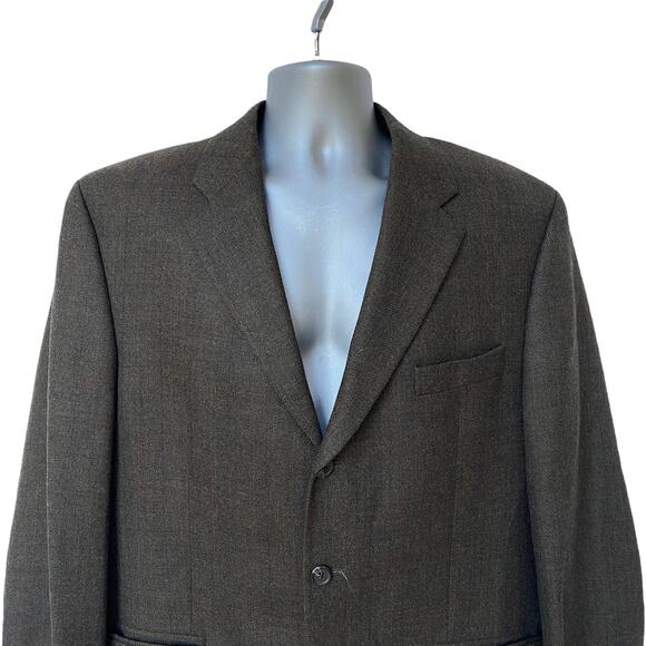 Vintage 90s Ralph Lauren Plaid Blazer Wool Jacket Green Brown Men's Size 44R - Picture 3 of 10
